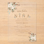 Invitations En Acrylique Invitacion de baby shower beige (Recto)