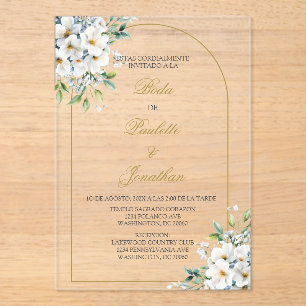 Invitations En Acrylique Invitacion de boda con ramo blanco