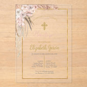 Invitations En Acrylique Invitación de boho para bautismo (Recto)