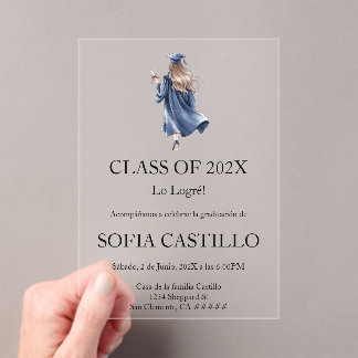 Invitations En Acrylique Invitación de graduation en español
