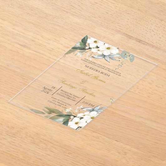 Invitations En Acrylique Invitación en Español para boda (Poser)