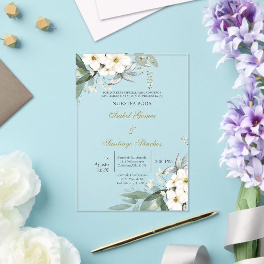 Invitations En Acrylique Invitación en Español para boda (Insitu (Mariage))