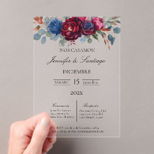 Invitations En Acrylique Invitación minimalista con flacon Jewel para boda