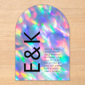 Invitations En Acrylique Iridescente Ultra Moderne Mariage Monogramme (Recto)
