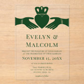 Invitations En Acrylique Irlandais Claddagh Ring Simple Graphic Green Maria (Recto)