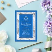 Invitations En Acrylique Israel Blue Marble Star de David Bar Mitzvah (Insitu (Mariage))