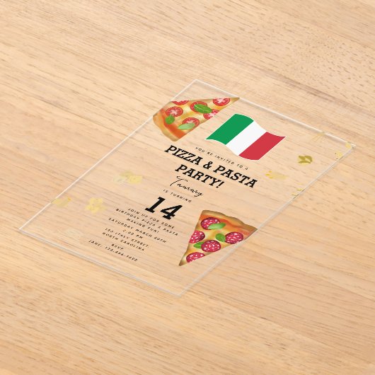 Invitations En Acrylique Italian Food Pizza & Pasta Making Birthday Party (Poser)