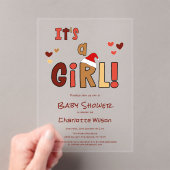 Invitations En Acrylique It's a Girl! Christmas Santa Hat Baby Shower (In situ (ordinateur de poche))