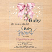 Invitations En Acrylique It's Cold Outside Bow Balls Lights Baby Shower (Recto)
