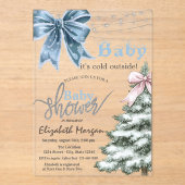 Invitations En Acrylique It's Cold Outside Pine Tree Bow  Baby Shower (Recto)