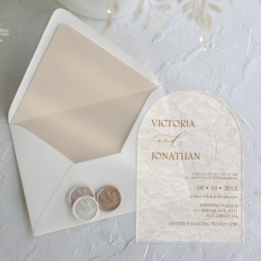 Invitations En Acrylique Ivory Beige Elegant Mariage simple