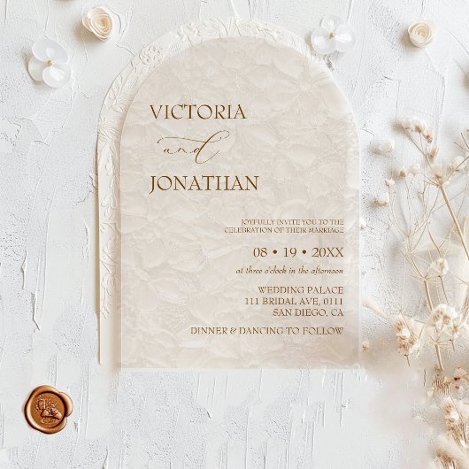Invitations En Acrylique Ivory Beige Elegant Mariage simple