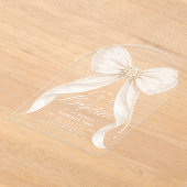 Invitations En Acrylique Ivory Bow Pearls Girl Baptism Religious (Poser)