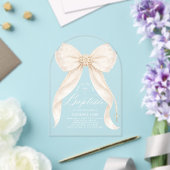 Invitations En Acrylique Ivory Bow Pearls Girl Baptism Religious (Insitu (Mariage))