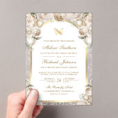 Invitations En Acrylique Ivory Cream Floral Gold Arch Butterfly Wedding (In situ (ordinateur de poche))