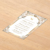 Invitations En Acrylique Ivory Cream Floral Gold Arch Butterfly Wedding (Poser)