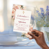 Invitations En Acrylique Ivory dusty rose florals luxury Confirmation