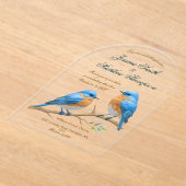 Invitations En Acrylique Ivory Pastel Lovebirds Romantique Bluebirds Mariag (Poser)