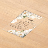 Invitations En Acrylique Ivory Peony Neutral Baby Shower (Poser)