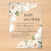 Invitations En Acrylique Ivory Peony Neutral Baby Shower (Recto)