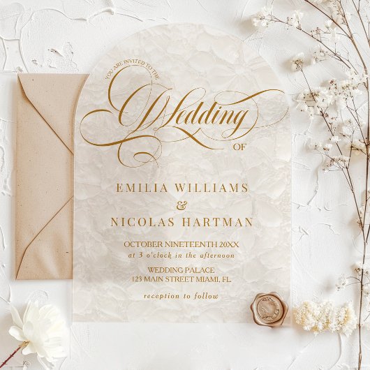 Invitations En Acrylique Ivory Romantique Mariage de calligraphie