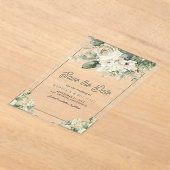 Invitations En Acrylique Ivory Sage Green Floral Wedding Enregistrer la dat (Poser)