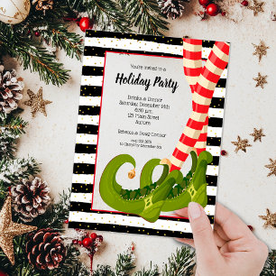 Invitations En Acrylique Jambes de lutin fantaisistes Fête de Noël de Noël