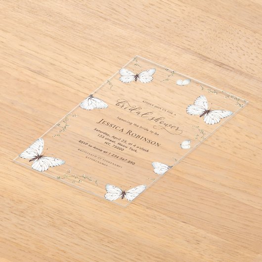 Invitations En Acrylique Jardin aux papillons floraux Fête des mariées tran (Poser)