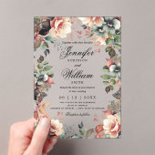 Invitations En Acrylique Jardin boho romantique Mariage floral Script (In situ (ordinateur de poche))