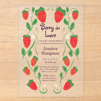 Invitations En Acrylique Jardin de baies en amour Rose Fête de mariage