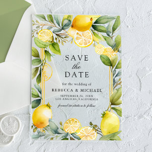 Invitations En Acrylique Jardin de Citron Mariage Citronnade Éphéméride de 