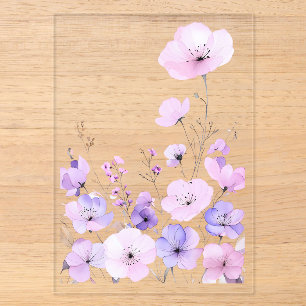 Invitations En Acrylique Jardin de fleurs sauvages pastel Douce floraison f