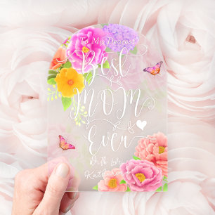 Invitations En Acrylique Jardin de pivoines romantiques pour la fête des mè