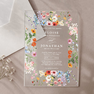 Invitations En Acrylique Jardin de prairie printanière de fleurs sauvages P