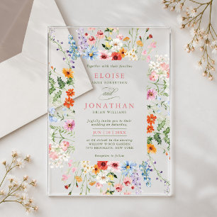 Invitations En Acrylique Jardin de prairie printanière de fleurs sauvages P