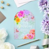 Invitations En Acrylique Jardin des pivoines romantiques Joyeux anniversair (Insitu (Mariage))