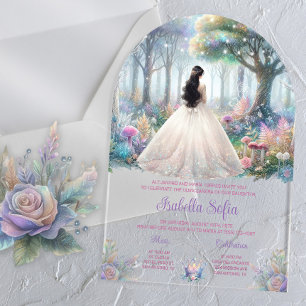 Invitations En Acrylique Jardin Enchanté Quinceañera en Acrylique