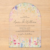 Invitations En Acrylique Jardin Fleur Aquarelle Moderne Boho Mariage (Recto)
