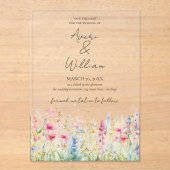 Invitations En Acrylique Jardin Fleur Aquarelle Moderne Boho Mariage (Recto)