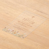 Invitations En Acrylique Jardin fleur sauvage Baptême En Terracotta Fleurie (Poser)