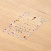 Invitations En Acrylique Jardin Fleur sauvage élégant Première Communion Sa (Poser)