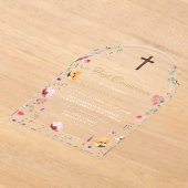 Invitations En Acrylique Jardin Fleur sauvage élégant Première Communion Sa (Poser)