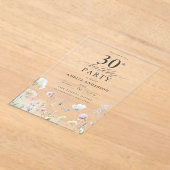 Invitations En Acrylique Jardin Floral Calligraphie 30e anniversaire (Poser)