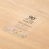 Invitations En Acrylique Jardin Floral Calligraphie 90e anniversaire (Poser)