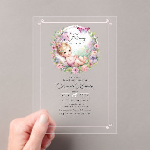 Invitations En Acrylique Jardin Papillon Fée Papillonne Amour Baby Shower