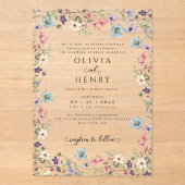 Invitations En Acrylique Jardin rustique fleur sauvage moderne Mariage de p (Recto)