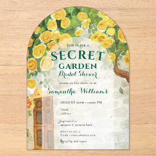 Invitations En Acrylique Jardin Secret Roses Jaunes Enchantées Fête de Mari