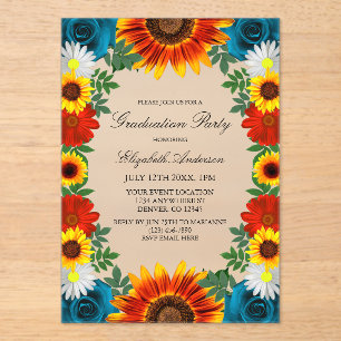 Invitations En Acrylique Jardin Summer Floral Graduation Party