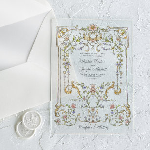 Invitations En Acrylique Jardin Vintage Mariage Coloré Luxe