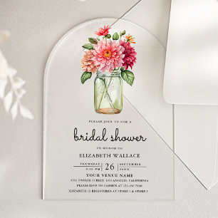 Invitations En Acrylique Jarre en brique de Dahlia coloré pour la douche de